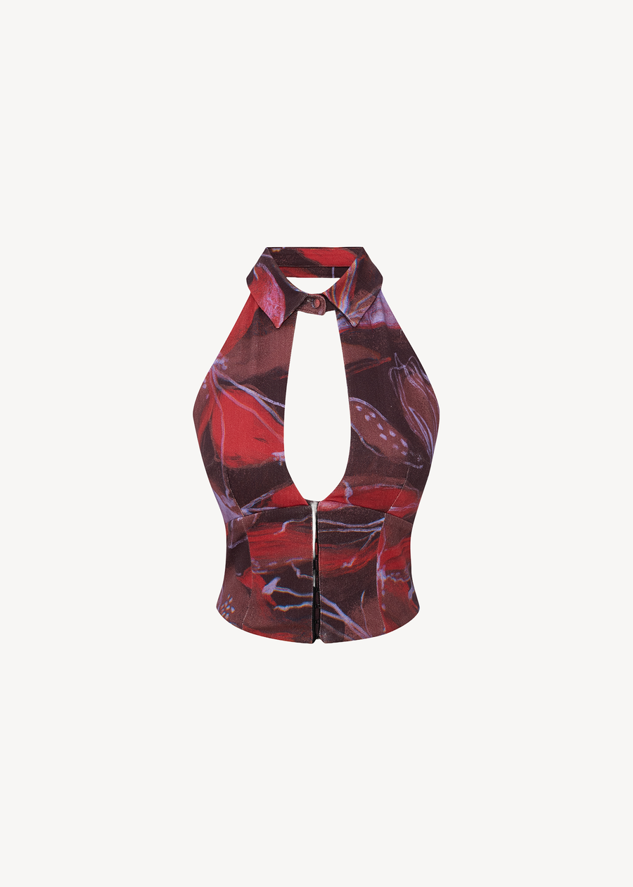 NINA BLOUSE IN LILY PRINT DENIM