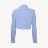 DOUBLE PLACKER CROPPED SHIRT IN BLUE