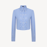 DOUBLE PLACKER CROPPED SHIRT IN BLUE