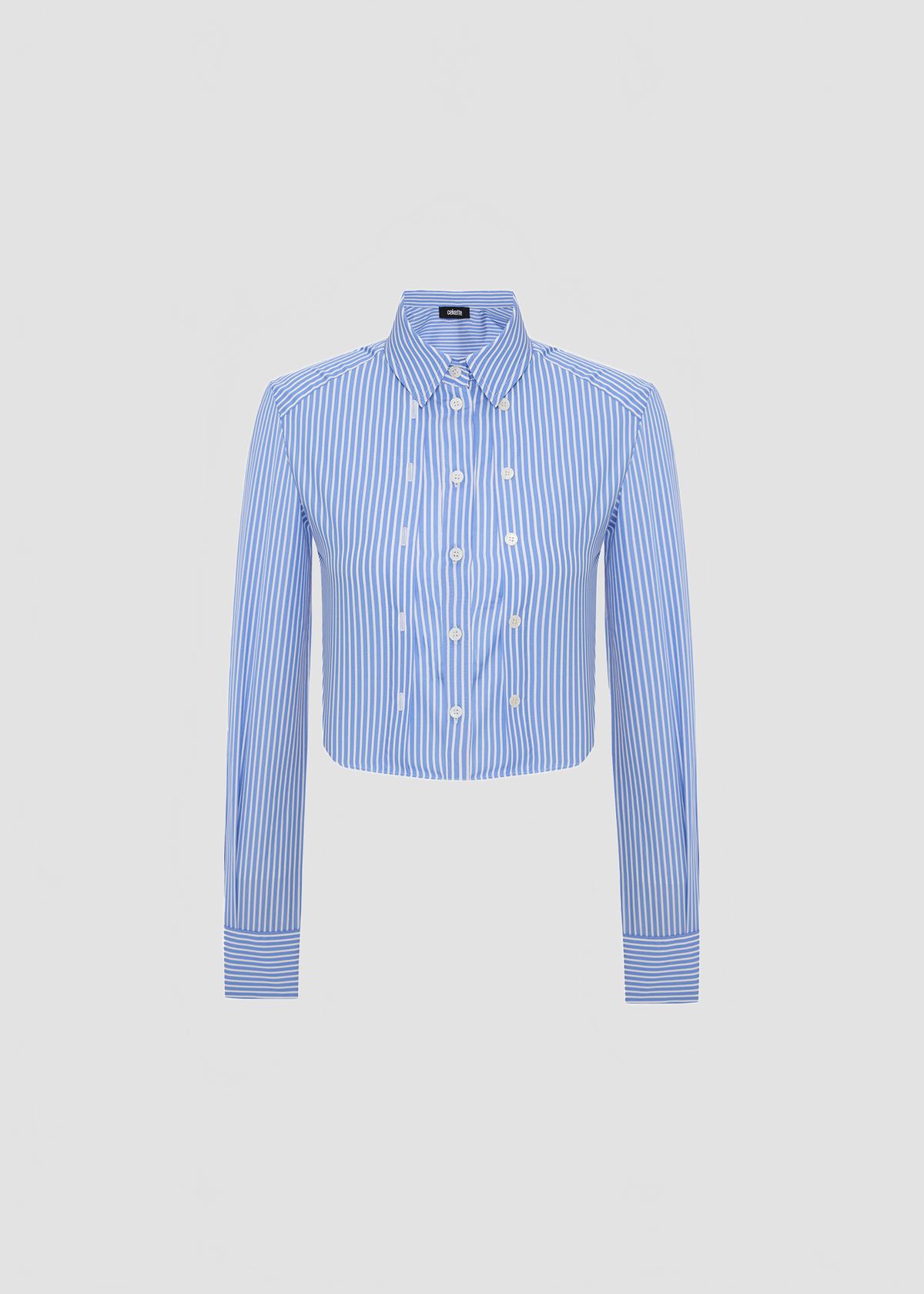 DOUBLE PLACKER CROPPED SHIRT IN BLUE