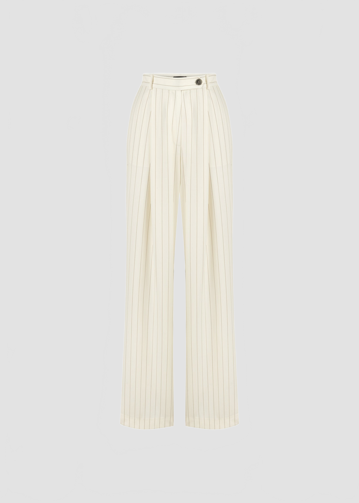PLEATED PINSTRIPE WIDE LEG PANTS IN WHITE