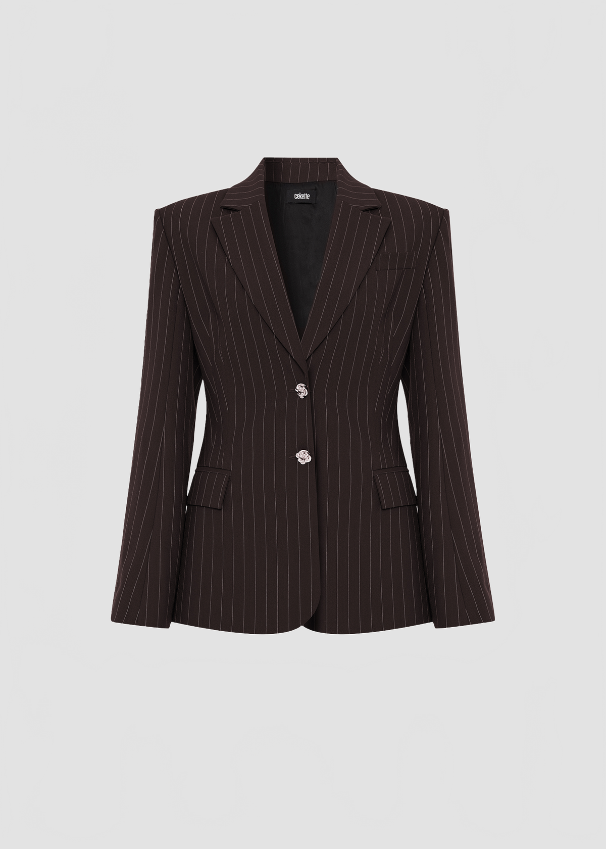 PINSTRIPE ROSE BLAZER IN BROWN