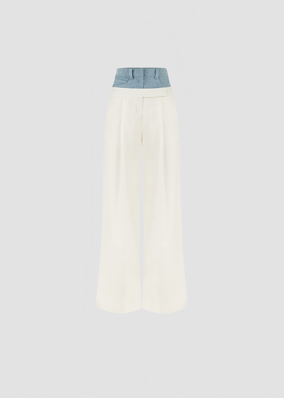 DOUBLE WAISTED PANTS IN WHITE