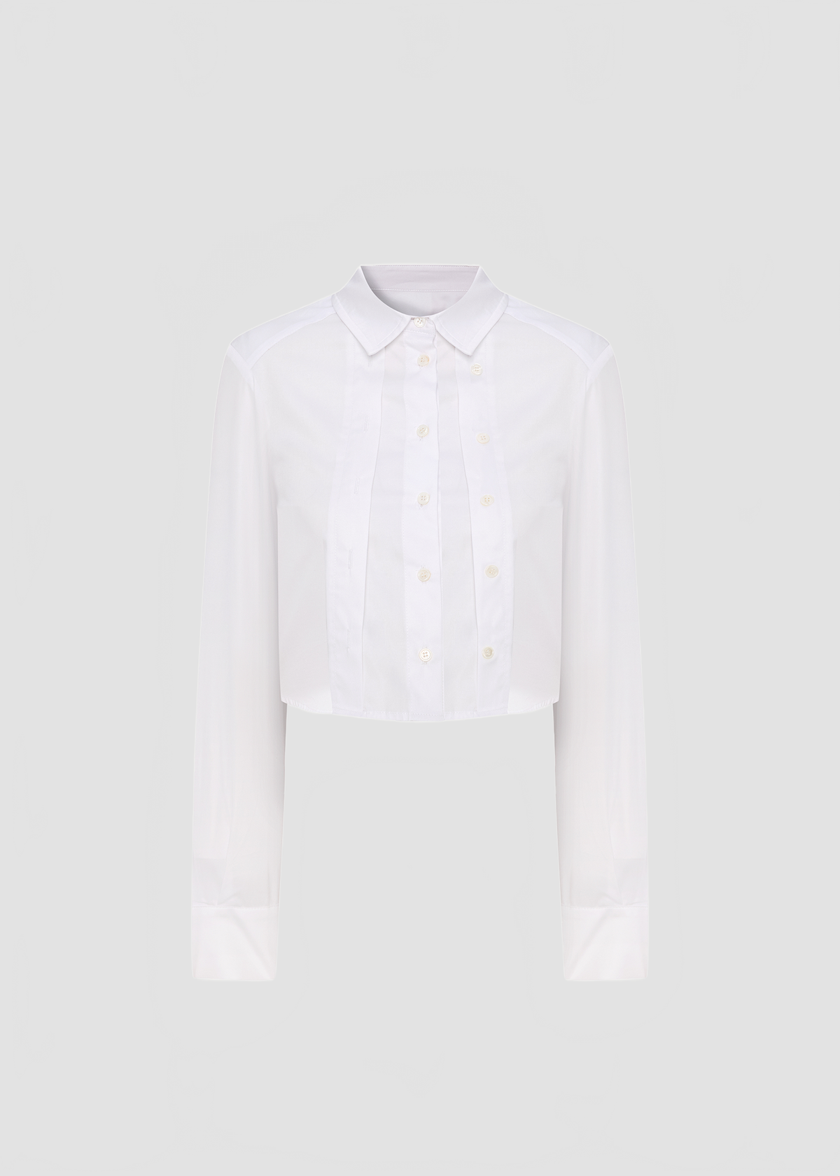 DOUBLE PLACKER CROPPED SHIRT IN WHITE