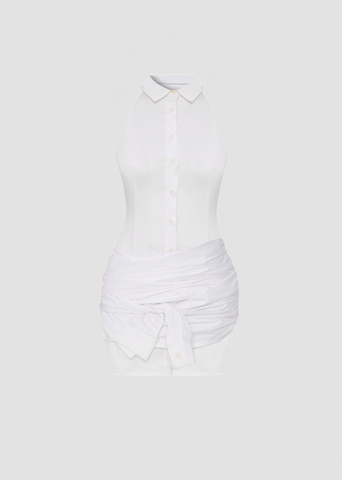 SLEEVED WRAP DRESS IN WHITE