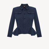 PINSTRIPE PEPLUM JACKET