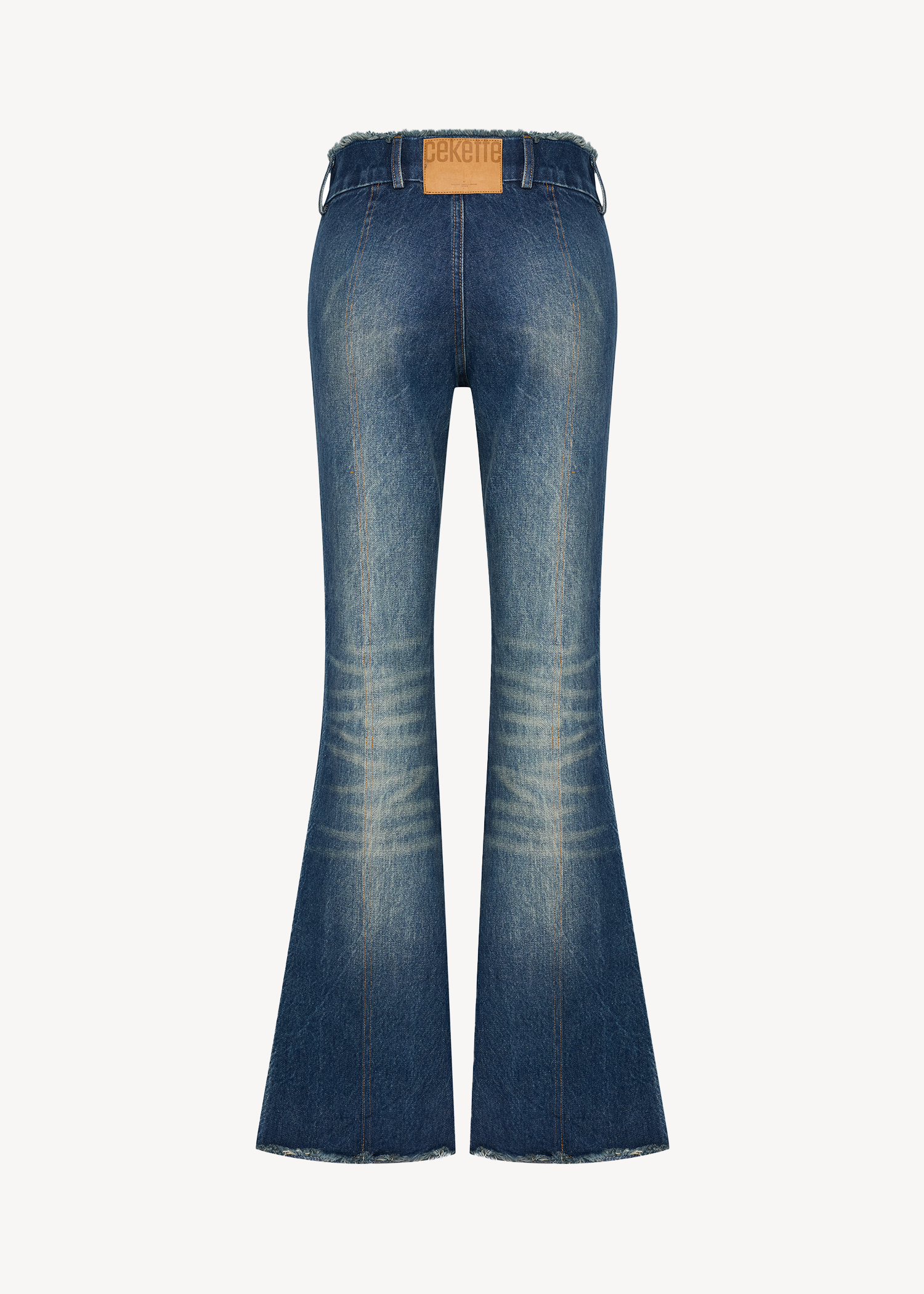 HIGH-RISE FLARED DENIM PANTS