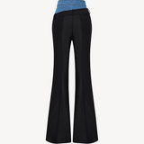 Double Waisted Siyah İspanyol Paça Pantolon