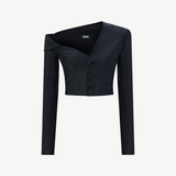 Asimetrik Crop Mini Blazer Ceket