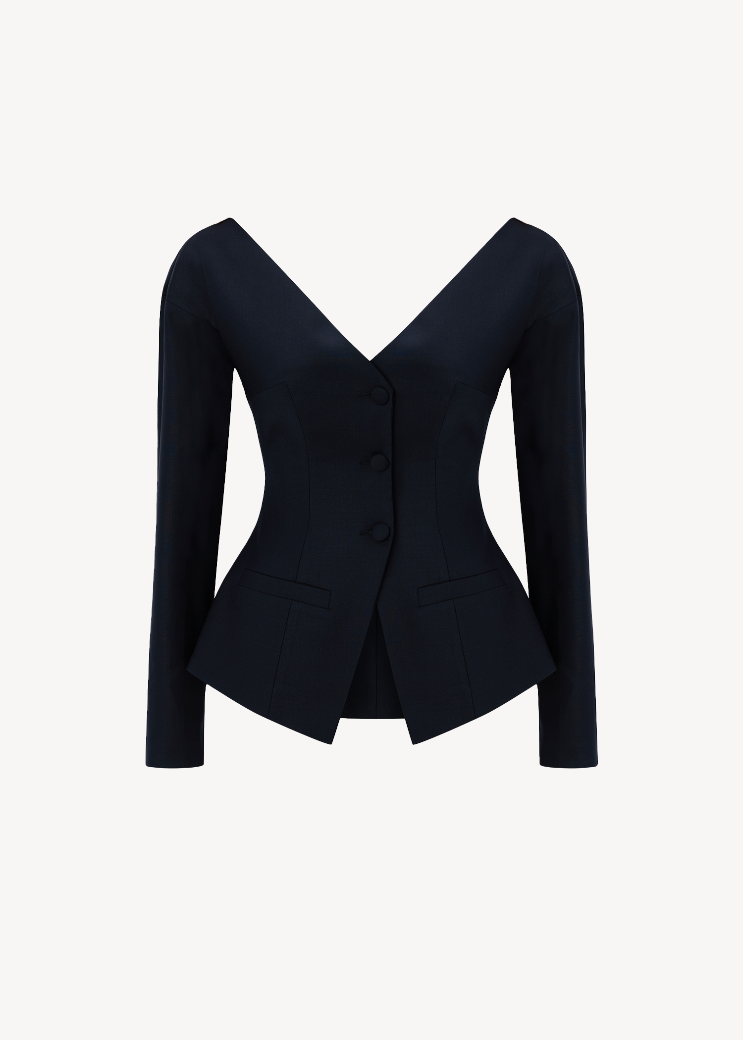 WOOLBLEND OFF-SHOULDER BLAZER